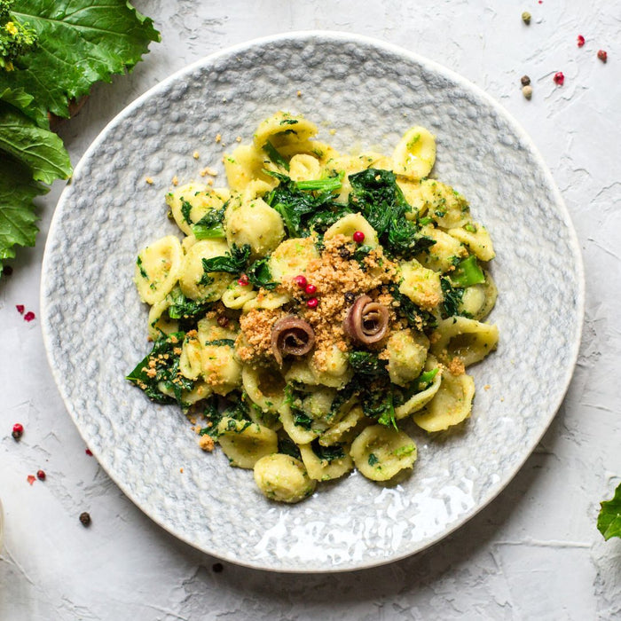 Orecchiette with Anchovies and Turnip Greens Recipe - Feast Italy