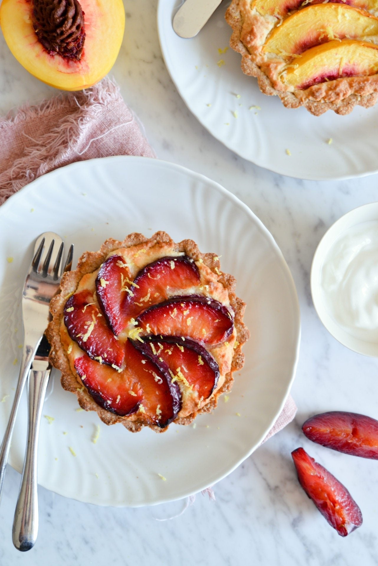 End of Summer Frangipane Tart with Plums Recipe. Using Molino Pasini Primitiva Flour. - Feast Italy