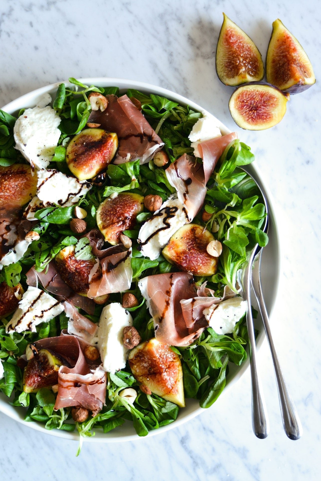 End of Summer Salad. Seasonal Figs, Songino, Burrata and Prosciutto. And Balsamic Vinegar of course! - Feast Italy