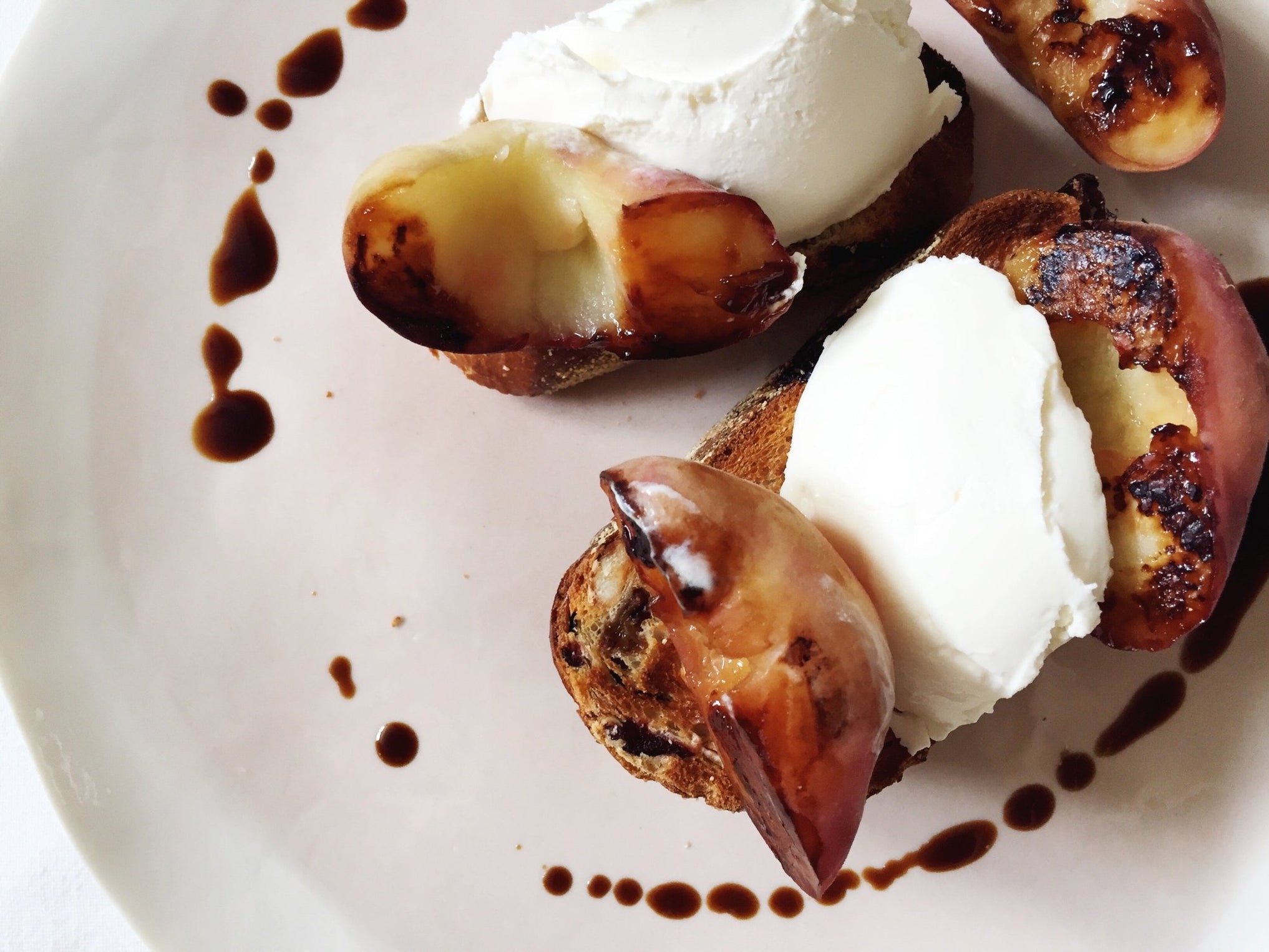 Grilled Peaches & Mascarpone w/ Balsamic Vinegar Recipe the Red