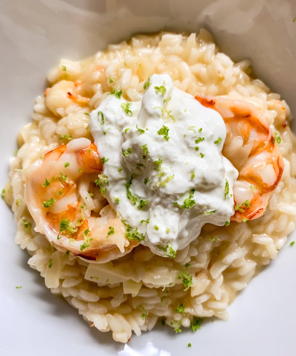 Red Prawn & Burrata Risotto with Lime Zest Recipe - Feast Italy