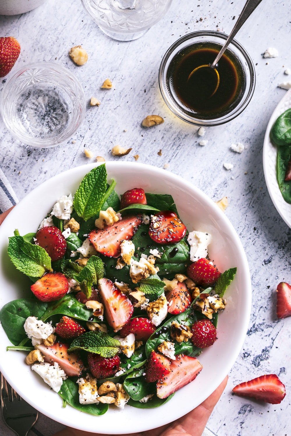 Summer Salad w/ Strawberries Mint Goat Cheese & Aged Balsamic Vinegar - Feast Italy