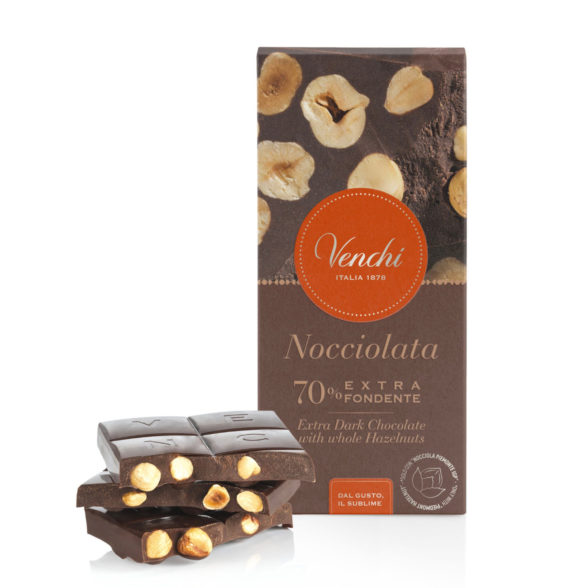 70% Extra Dark Chocolate Bar with Hazelnuts - 95g