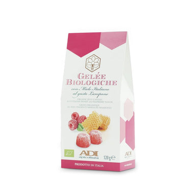 Adi Apicoltura Organic Gourmet Raspberry & Honey Fruit Jelly Sweets 120g Feast Italy