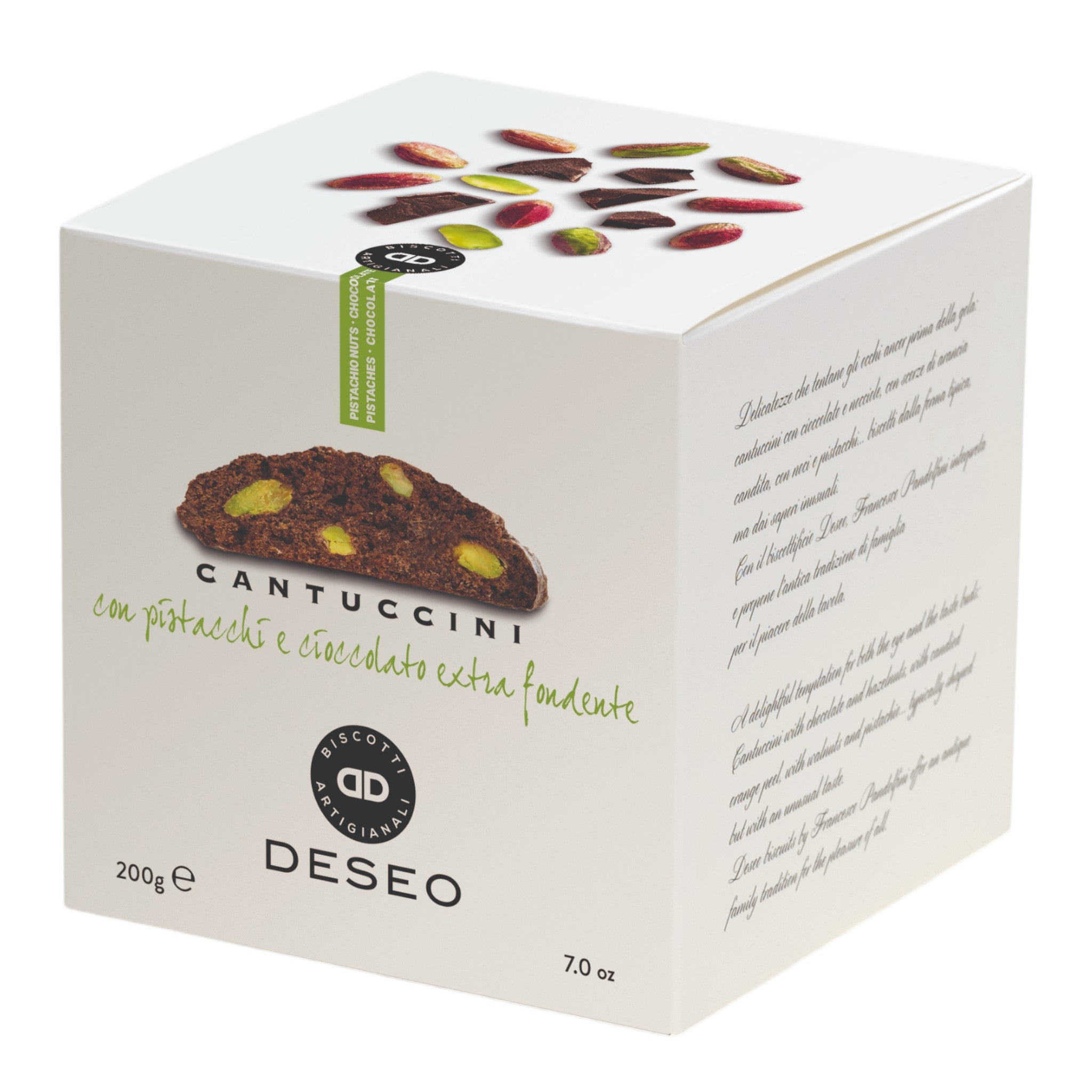 Deseo Cantuccini Biscuits – Pistachio & Chocolate – Tuscany – 200g Feast Italy