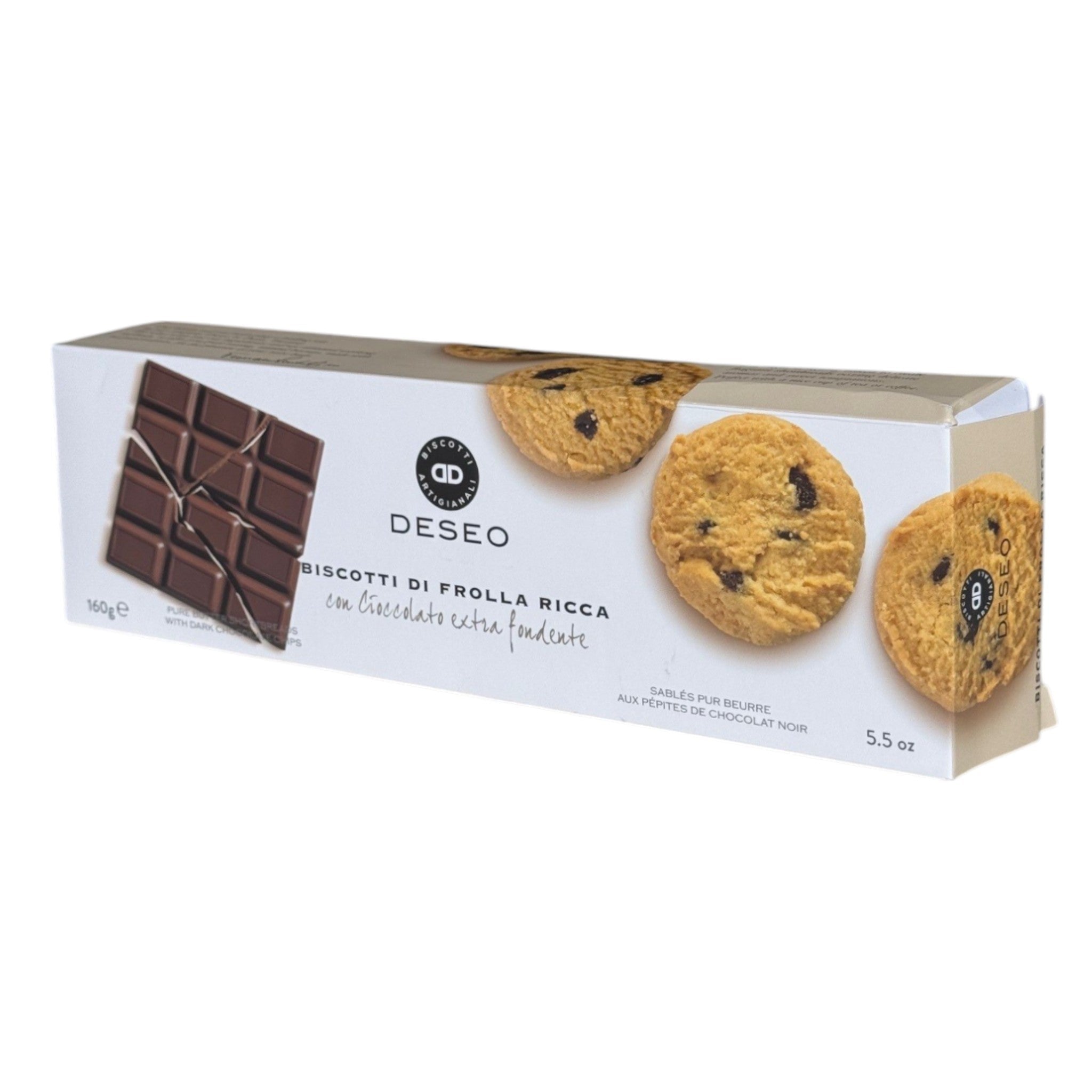 Deseo Dark Chocolate Shortbread Biscuits 160g - DAMAGED BOX Feast Italy