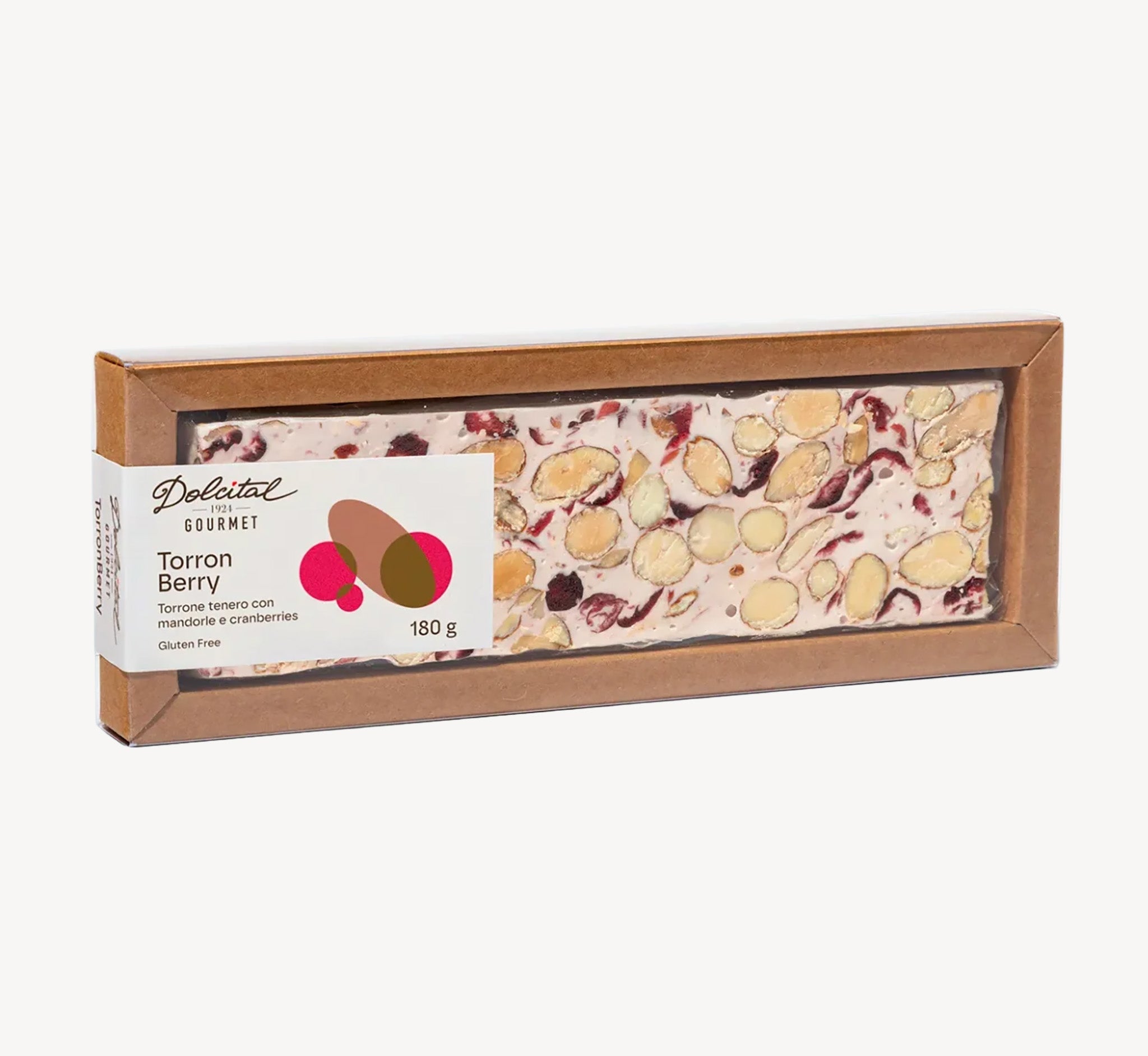 Dolcital Gourmet Soft Nougat with Almonds and Cranberries - 180g Feast Italy