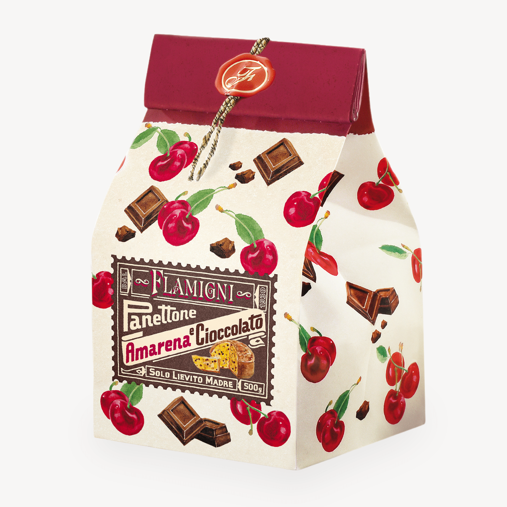 Flamigni Amarena Cherry & Chocolate Panettone in Bag - 500g Feast Italy