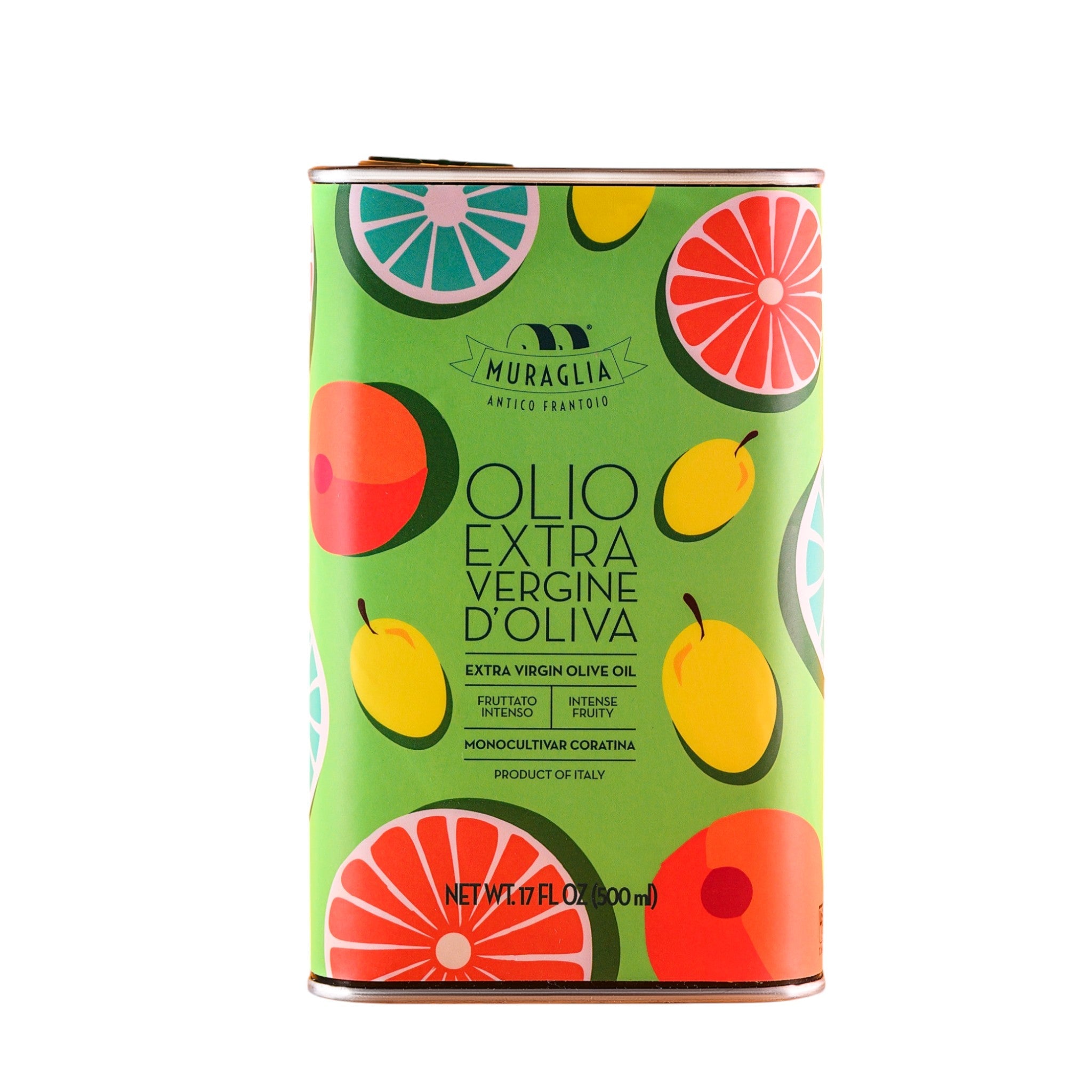 Frantoio Muraglia Mediterranean Collection Intense Fruity Coratina Extra Virgin Olive Oil - Green Tin 500ml Feast Italy