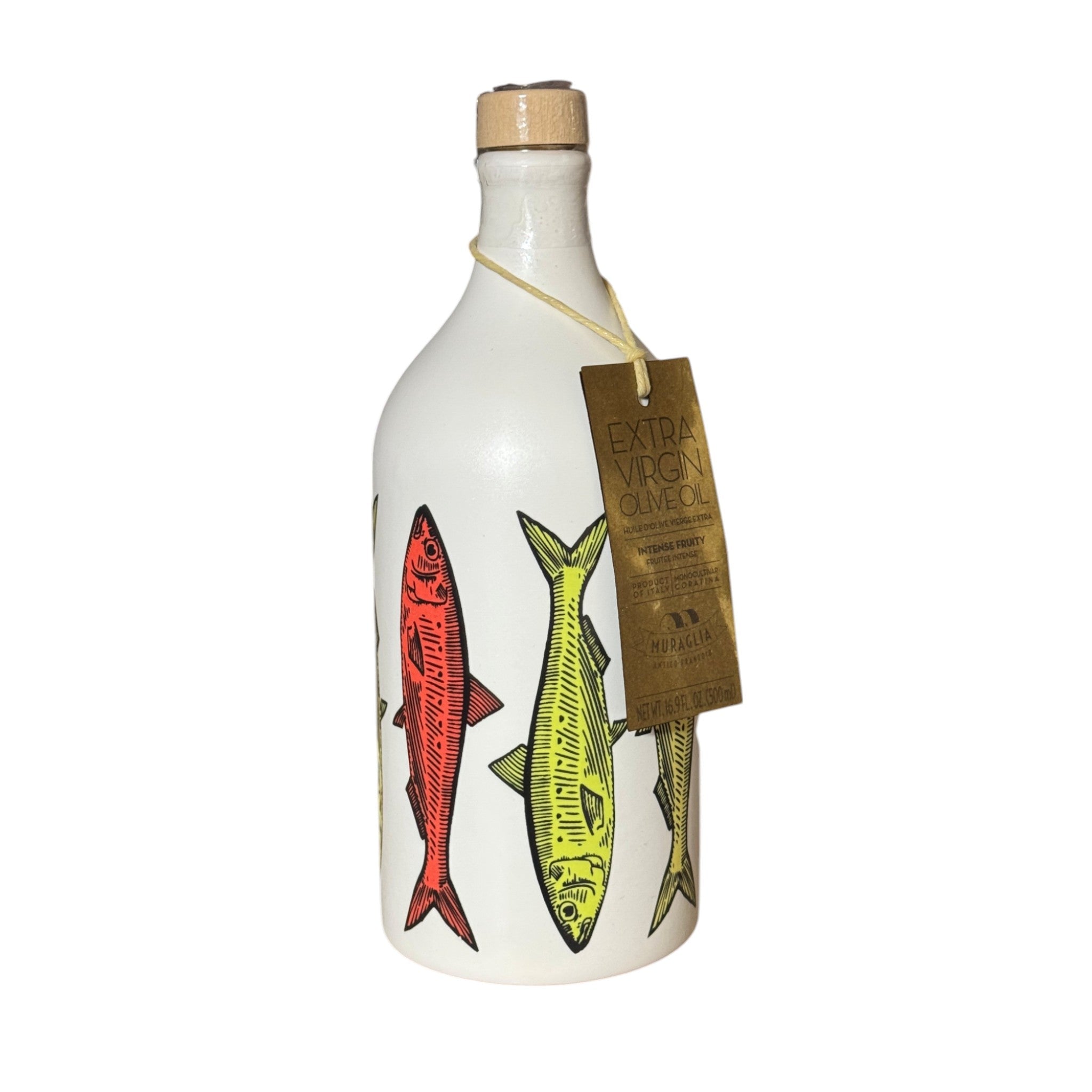 Frantoio Muraglia POP ART Sardines Intense Fruity Extra Virgin Olive Oil in Ceramic Bottle 500ml - OILY LABEL Feast Italy