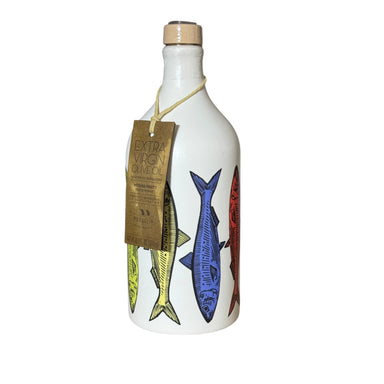 Frantoio Muraglia POP ART Sardines Intense Fruity Extra Virgin Olive Oil in Ceramic Bottle 500ml - OILY LABEL Feast Italy