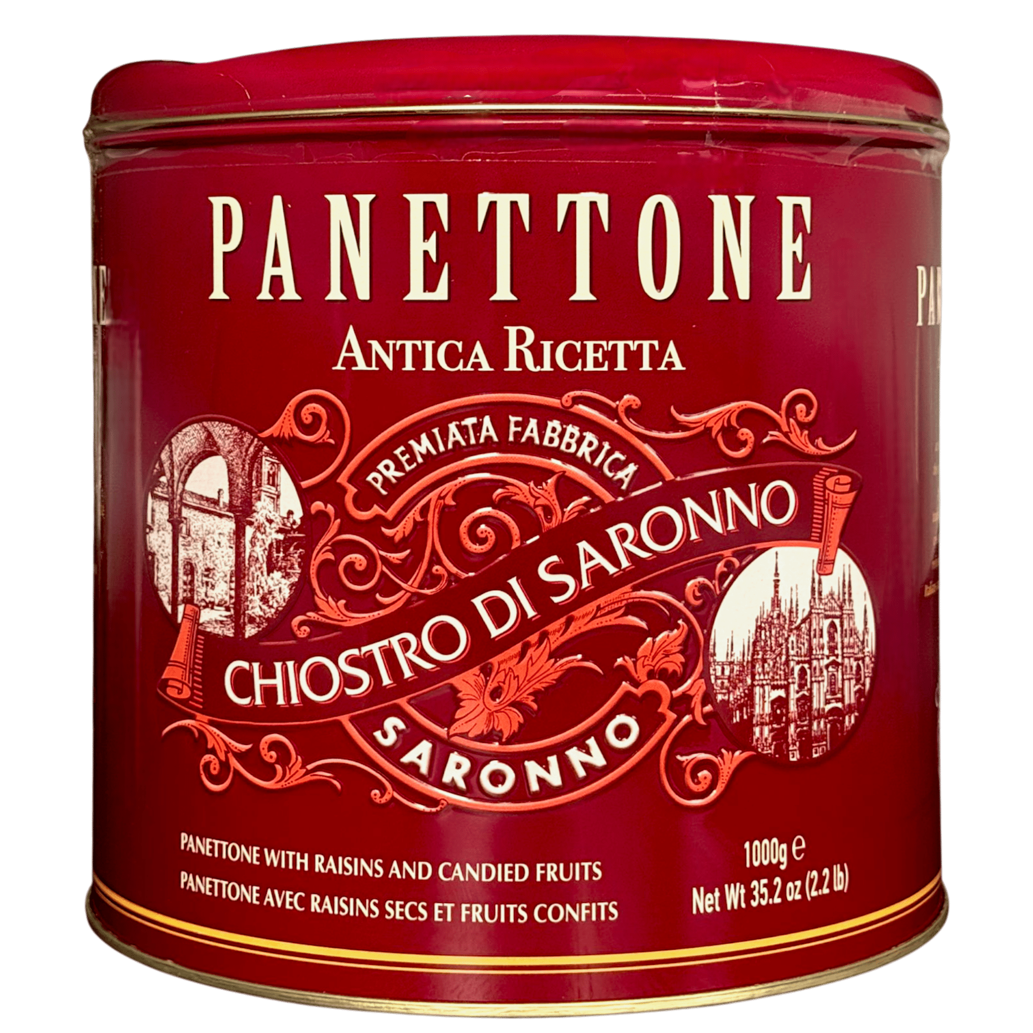 Lazzaroni Panettone Classico in Vintage Red Tin 1kg - DENTED TIN Feast Italy