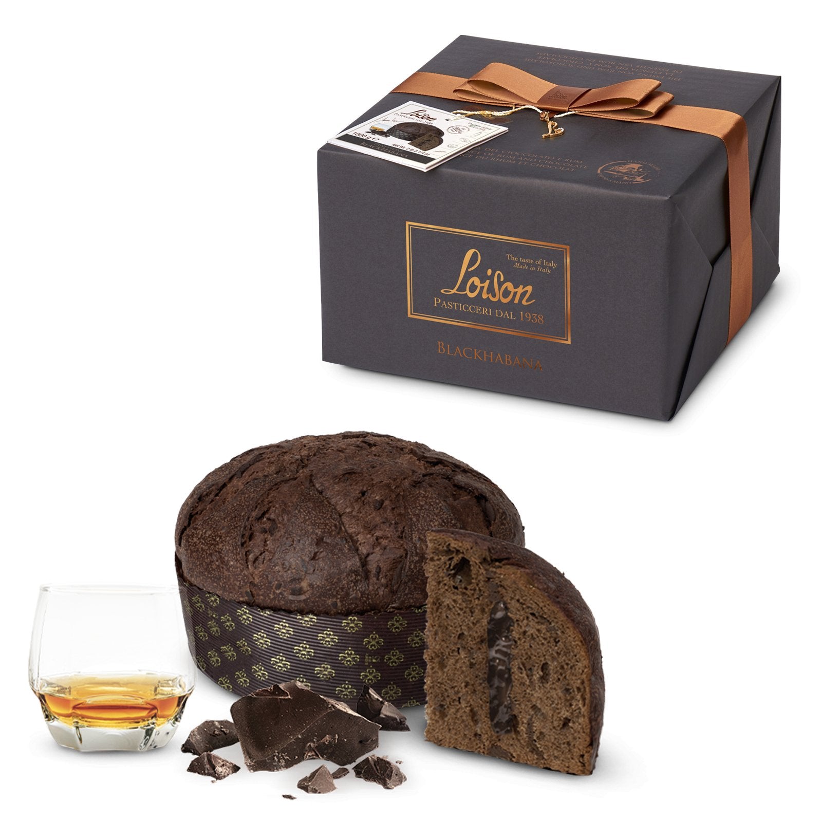 Loison Black Habana Panettone – Dark Chocolate & Rum Cream with Madagascar Vanilla 1000g Feast Italy