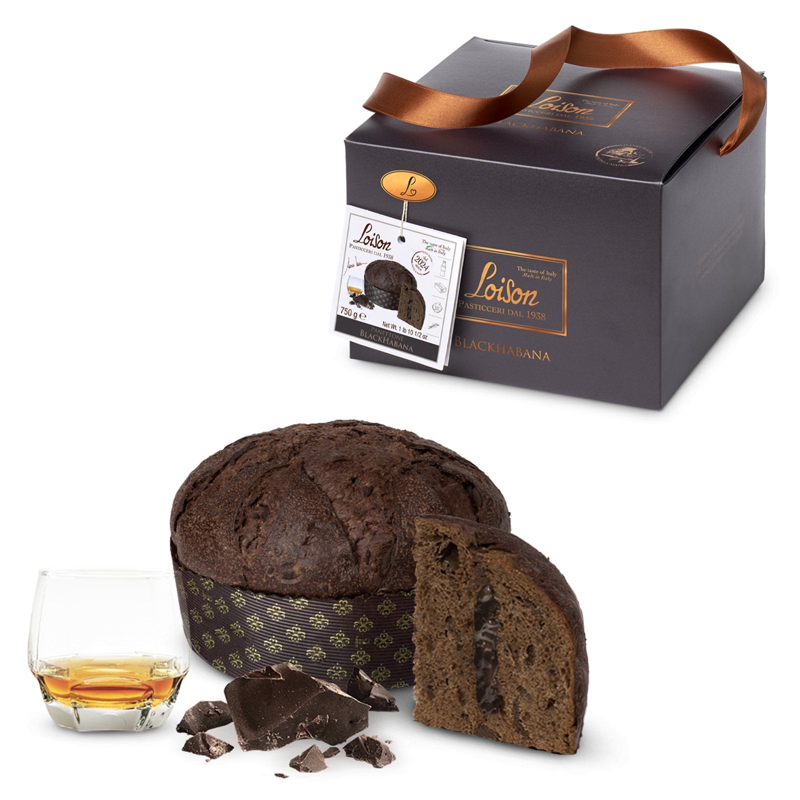 Loison Black Habana Panettone – Dark Chocolate & Rum Cream with Madagascar Vanilla 750g Feast Italy