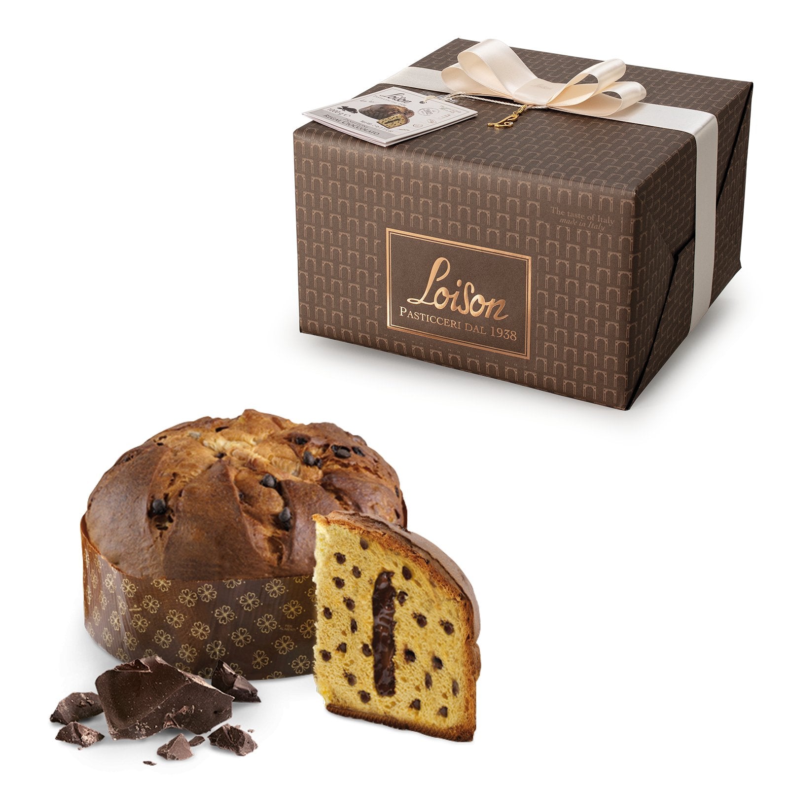 Loison Genesi Regal Panettone with Madagascar Vanilla and Dark Chocolate Cream 1kg Feast Italy