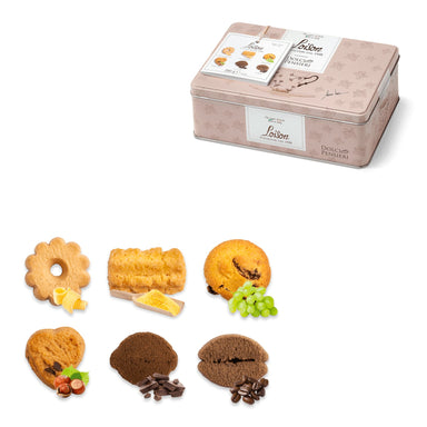 Loison Loison Italian Assorted Shortbread Biscuits Tin – 6 Flavours (Canestrello, Maraneo, Raisin, Hazelnut, Chocolate, Coffee) 280g Feast Italy