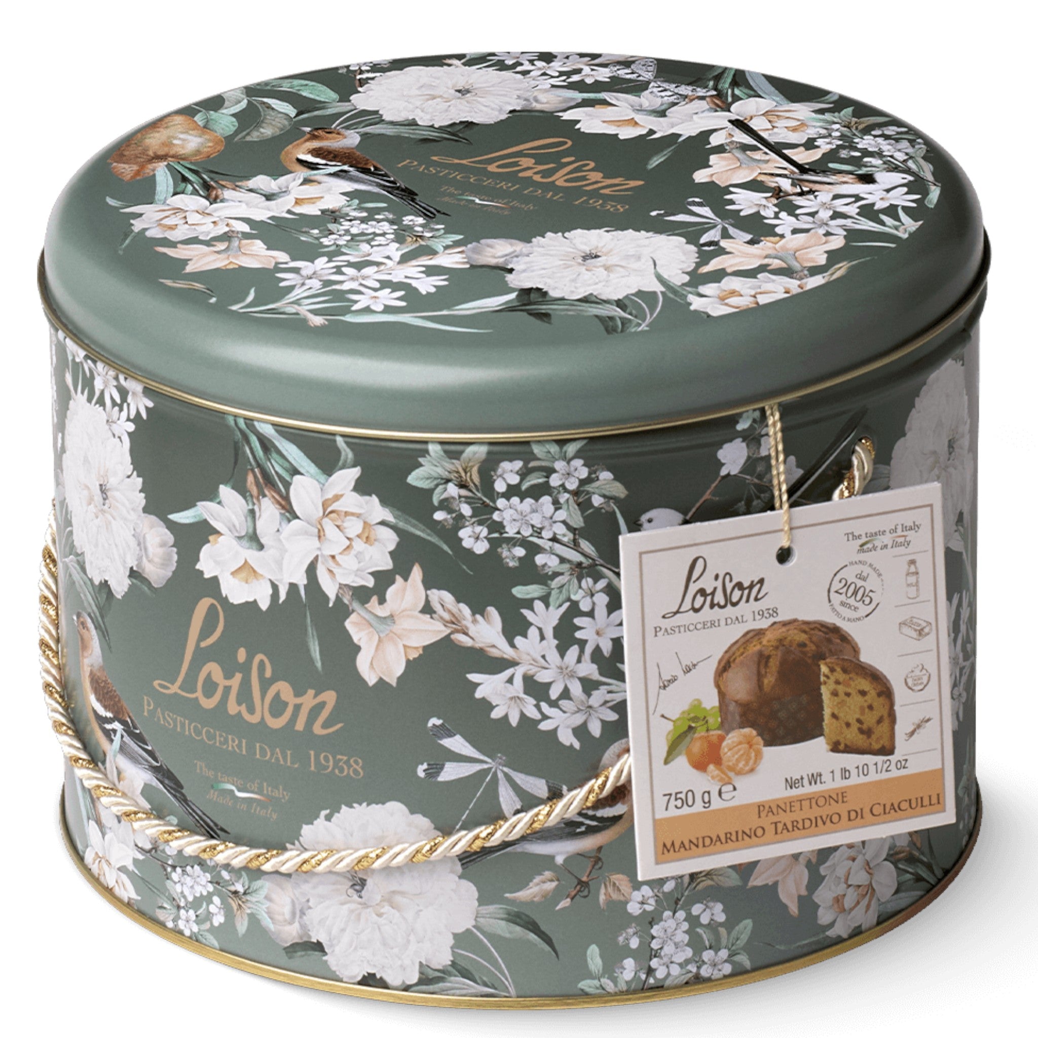 Loison Panettone with Mandarin & Madagascar Vanilla in Limited Edition Flower Tin 750g Feast Italy