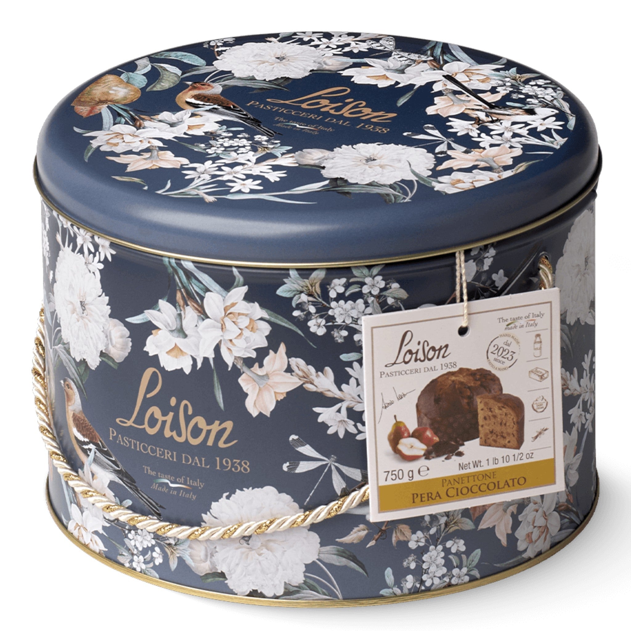 Loison Pear & Chocolate Panettone in Limited Edition Flower Tin 750g Feast Italy