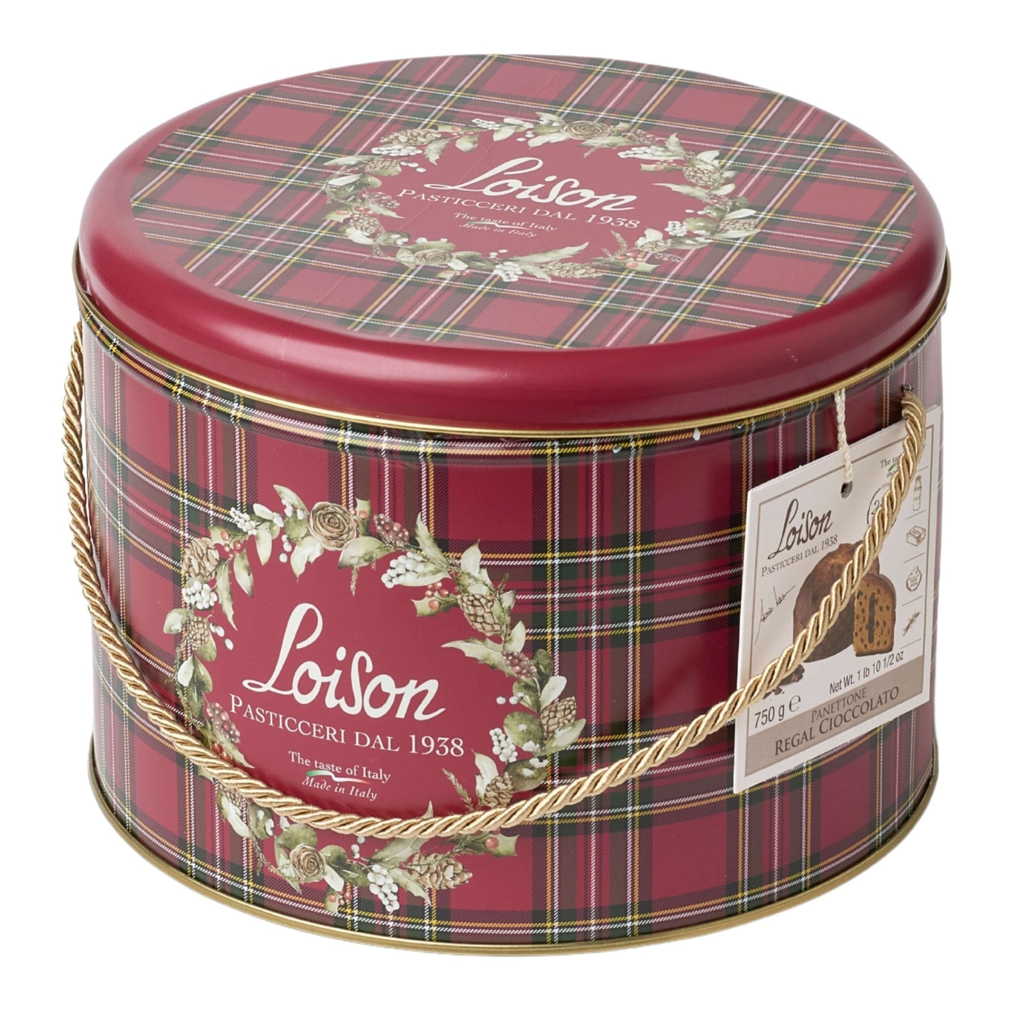 Loison Royal Chocolate Panettone in Limited Edition Tartan Tin 750g Feast Italy