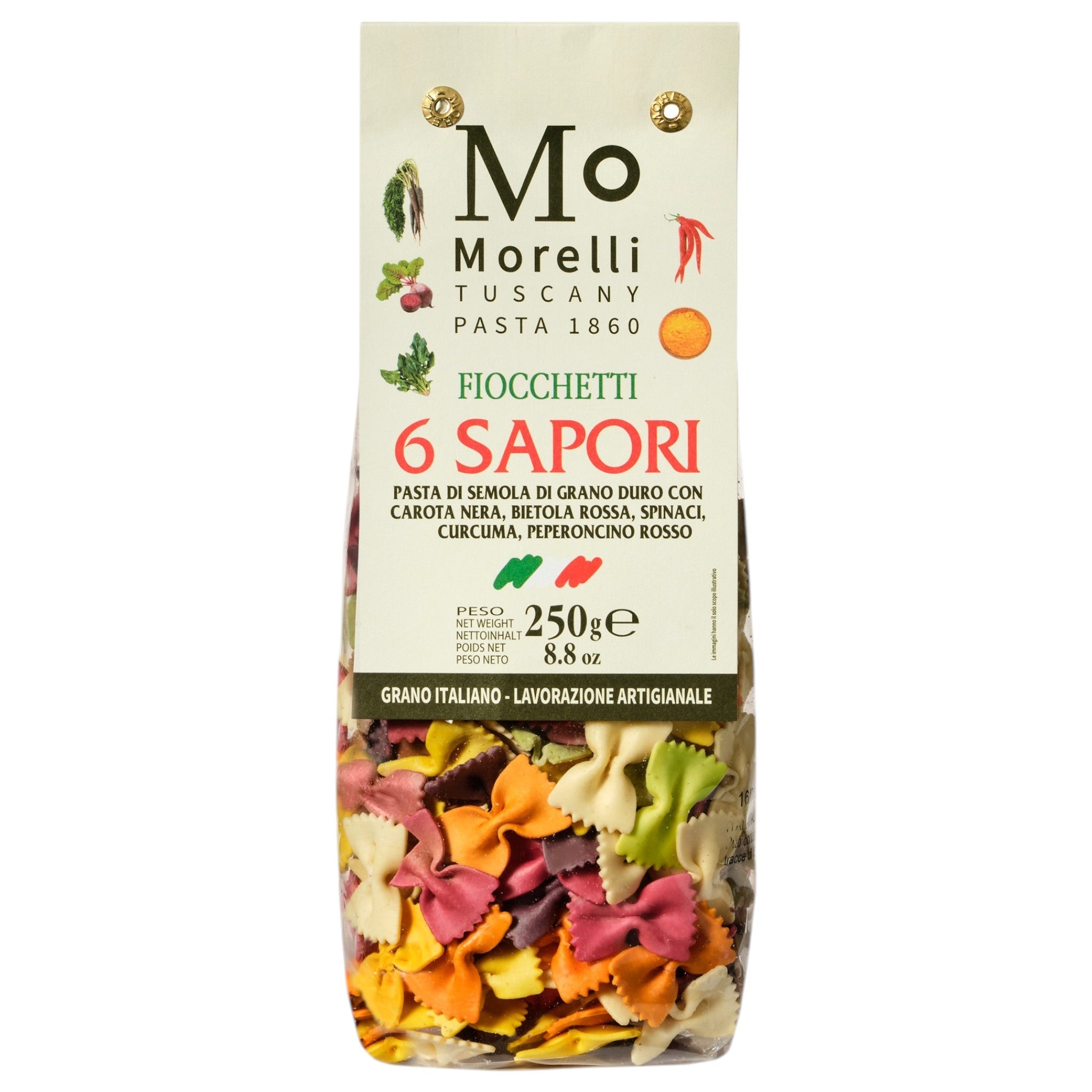 Pasta Morelli Fiocchetti – Rainbow Vegetable Pasta – Tuscany – 250g Feast Italy