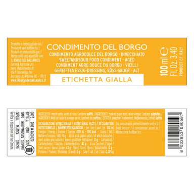 Il Borgo del Balsamico Aged Balsamic Condiment Yellow Label High Acidity 100ml Feast Italy