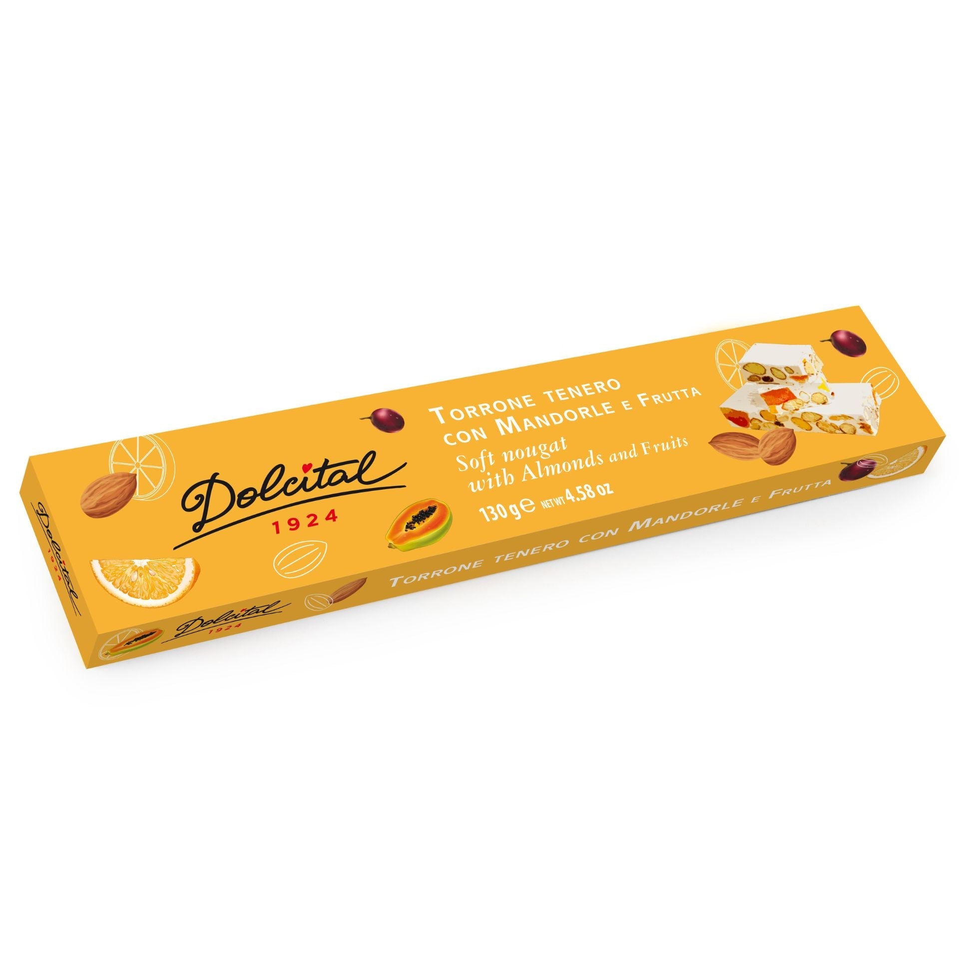 Dolcital Candied Fruit & Almond Soft Nougat 130g Feast Italy