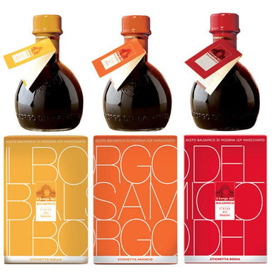 Il Borgo del Balsamico For the Connoisseur. Three Labels Balsamic Vinegar from Modena IGP Feast Italy