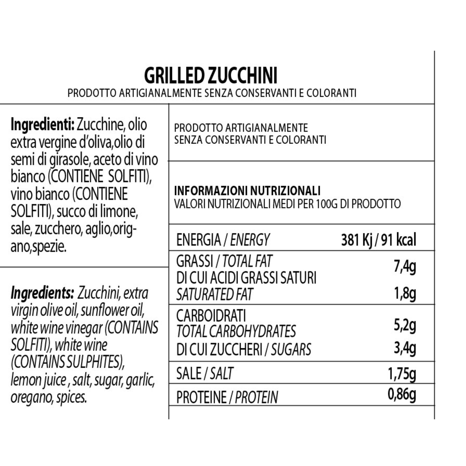 Dispensa Rubini Grilled Zucchine in Extra Virgin Olive Oil 500g Feast Italy