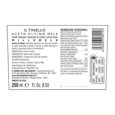 Il Borgo del Balsamico Il Tinello Millemele Apple Cider Vinegar 250ml Feast Italy