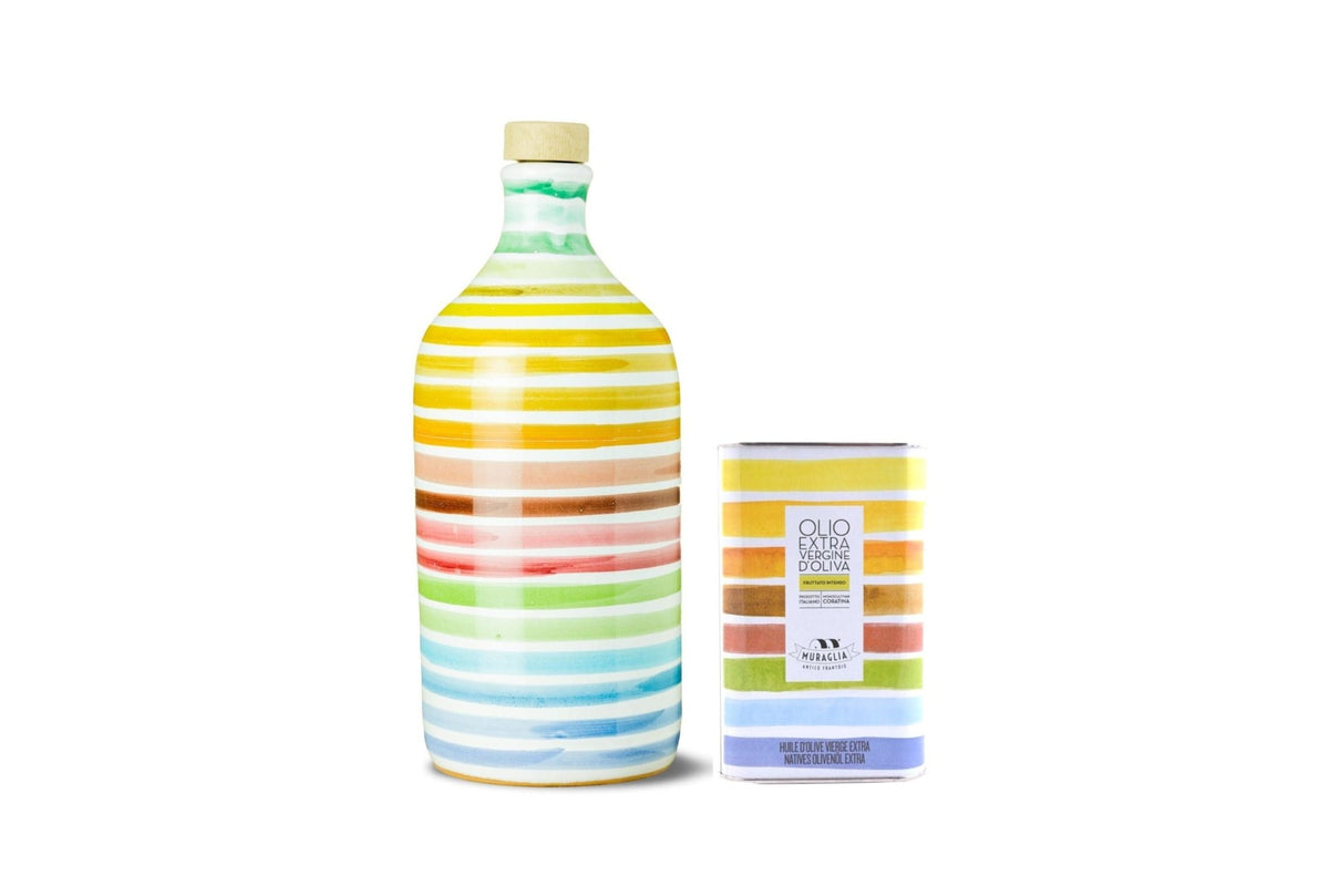 Frantoio Muraglia Intense Extra Virgin Olive Oil Rainbow Bottle &Tin