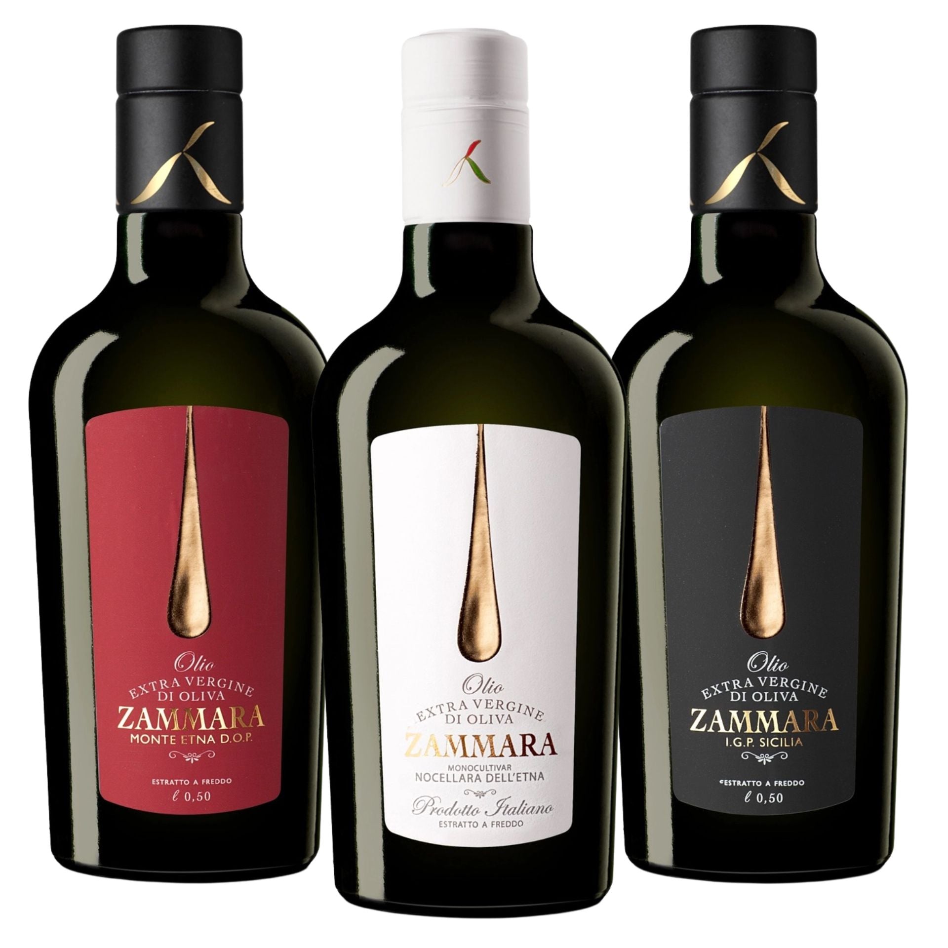 Oleificio Russo Zammara Collection. Organic IGP Sicily, Monte DOP & Nocellara Etnea Extra Virgin Olive Oil 500ml Feast Italy